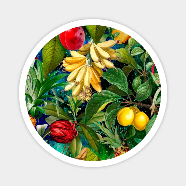 tropical exotic botanical illustration with floral tropical fruits, botanical illustration, tropical fruit, Blue fruit pattern over a Magnet by Zeinab taha